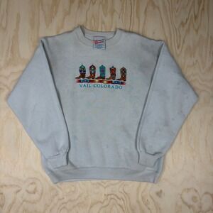 Vintage Hanes Heavyweight Vail Colorado Cowboy Boots Sweatshirt Gray Medium
